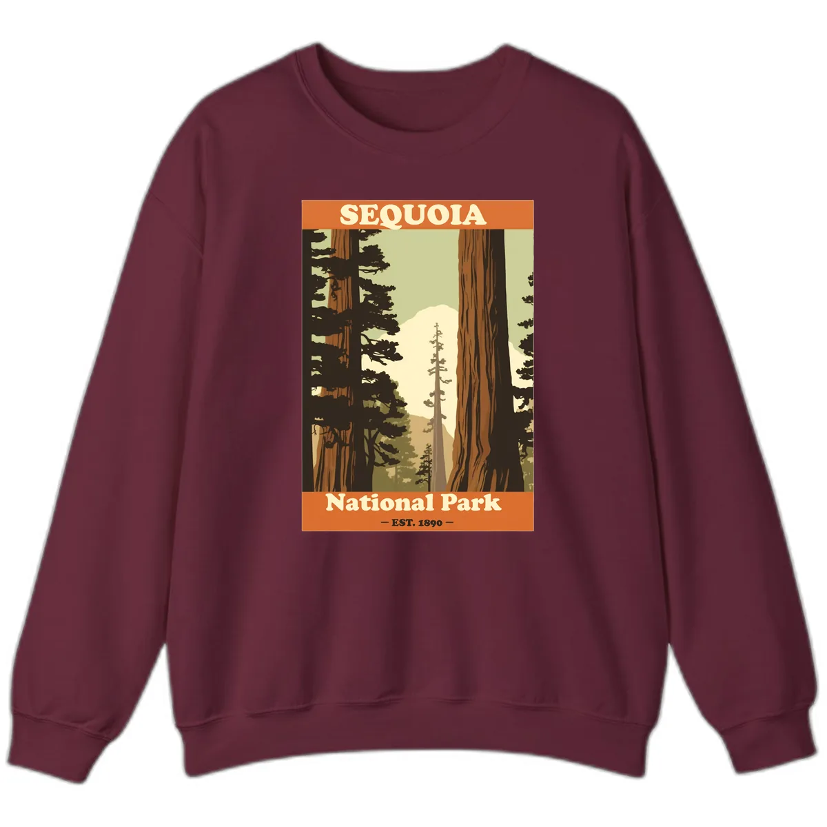 Sequoia National Park Forest Vista Sweatshirt in Maroon