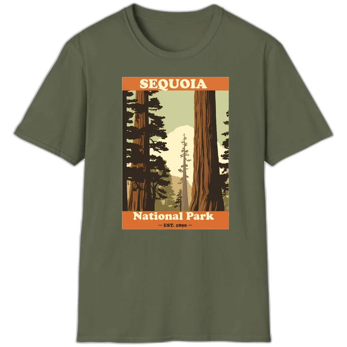 Sequoia National Park Forest Vista T-Shirt in Military Green