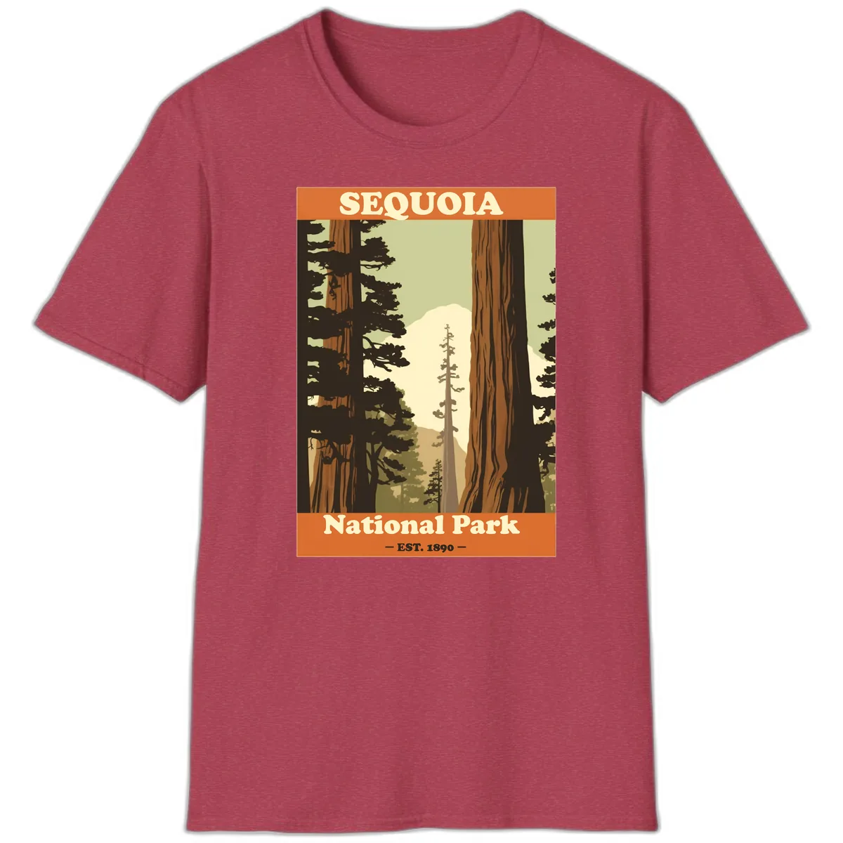 Sequoia National Park Forest Vista T-Shirt in Heather Cardinal