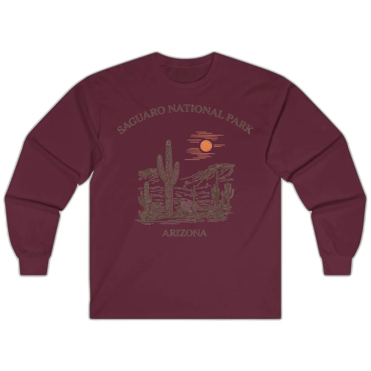 Saguaro National Park Arizona Desert Long Sleeve in Maroon
