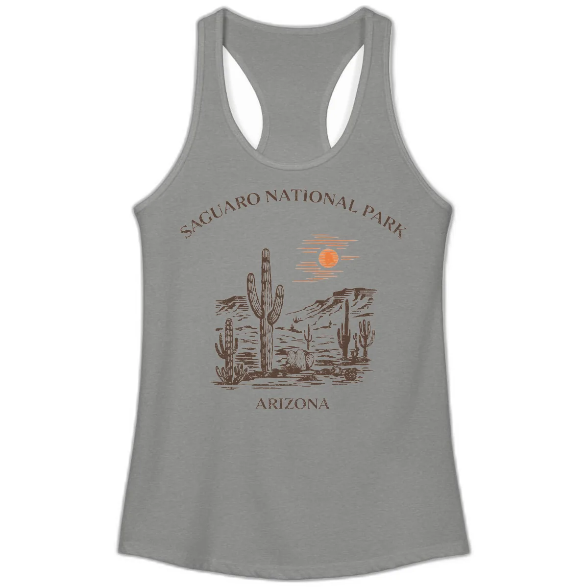 Saguaro National Park Arizona Desert Ladies Tank in Heather Grey