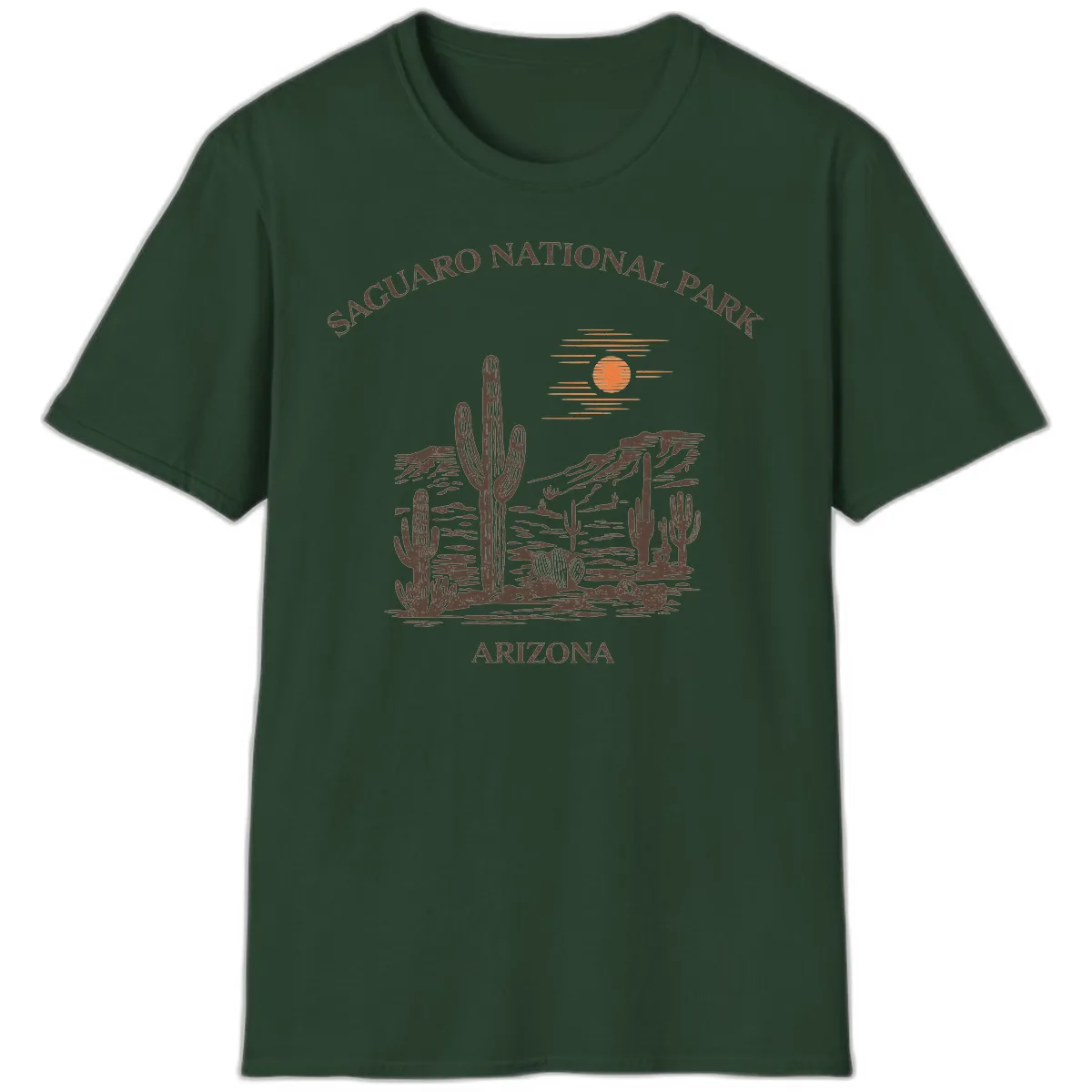 Saguaro National Park Arizona Desert T-Shirt in Forest Green