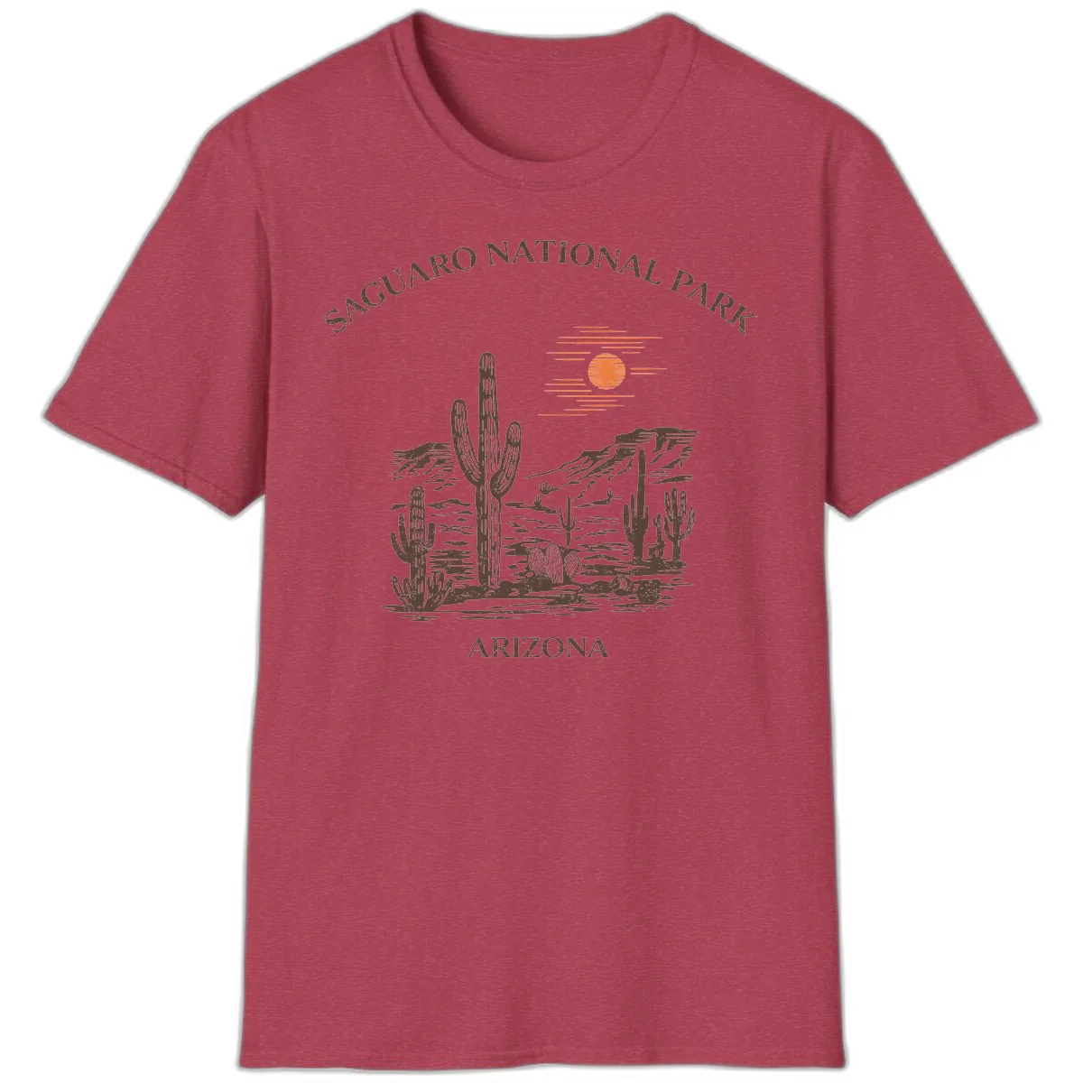 Saguaro National Park Arizona Desert T-Shirt in Heather Cardinal
