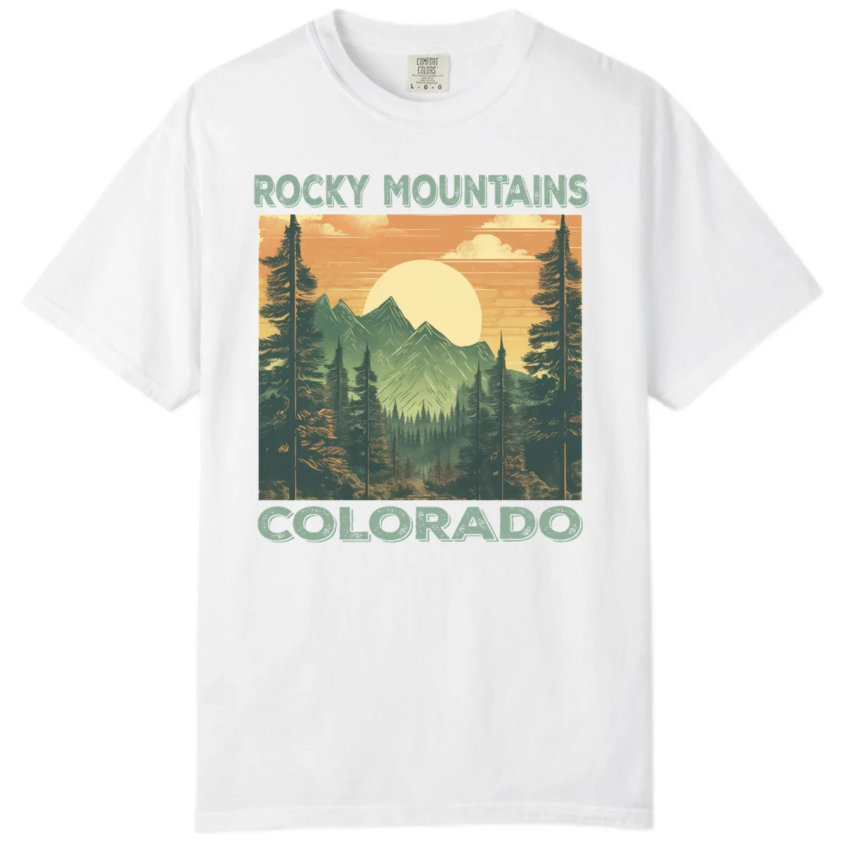 Rocky Mountains Colorado Sunset Comfort Color in White