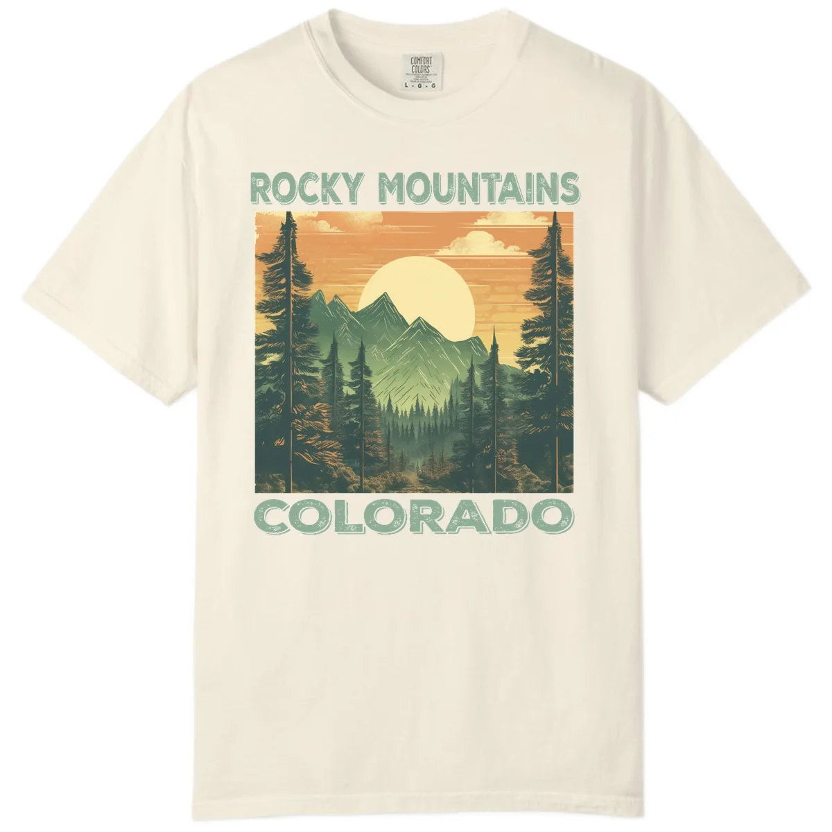 Rocky Mountains Colorado Sunset Comfort Color in Ivory