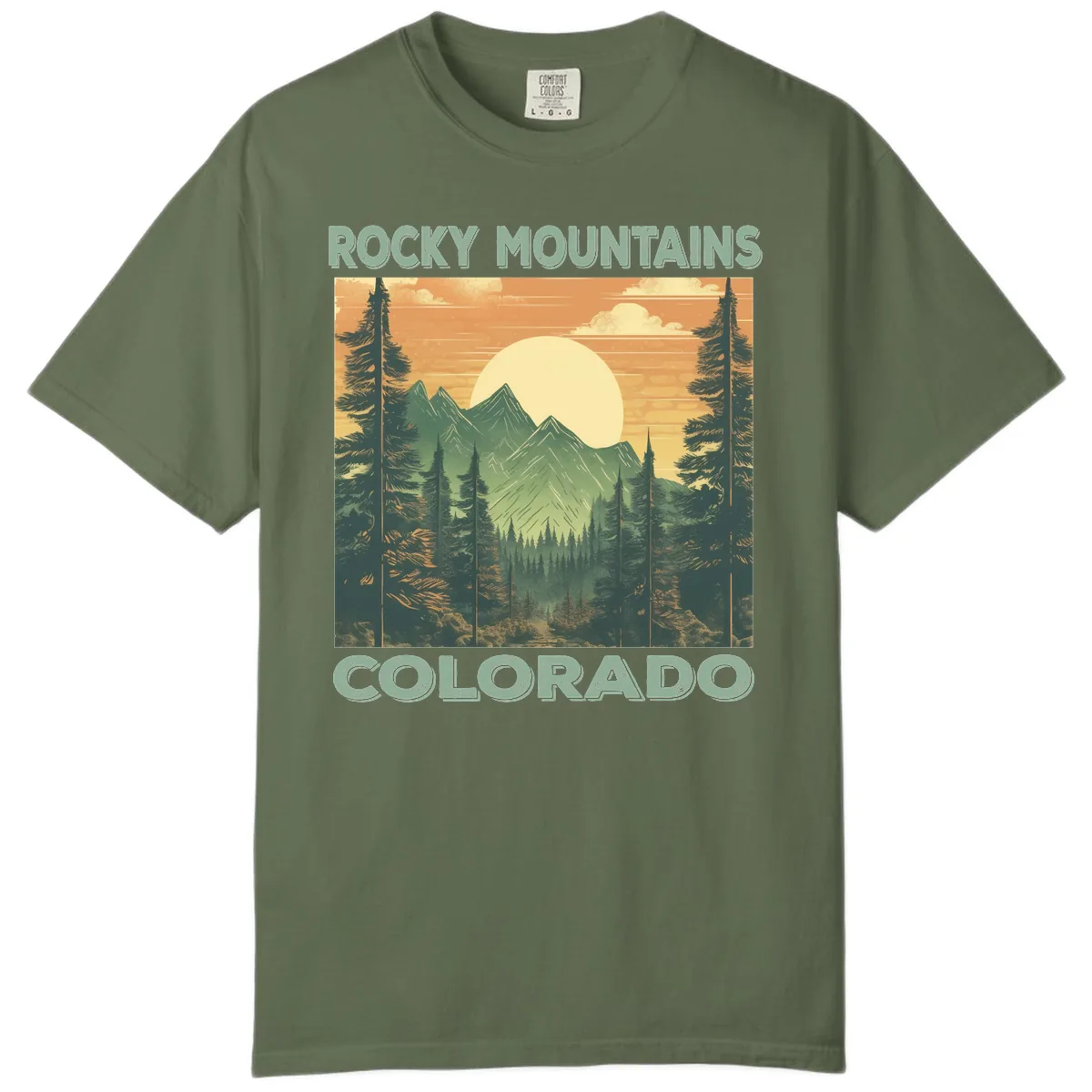 Rocky Mountains Colorado Sunset Comfort Color in Sage