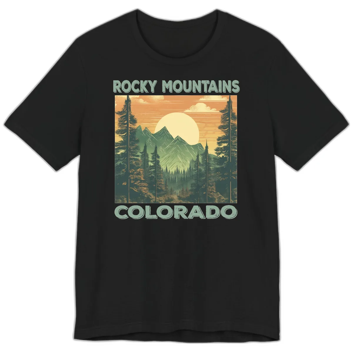 Rocky Mountains Colorado Sunset Premium T-Shirt in Black