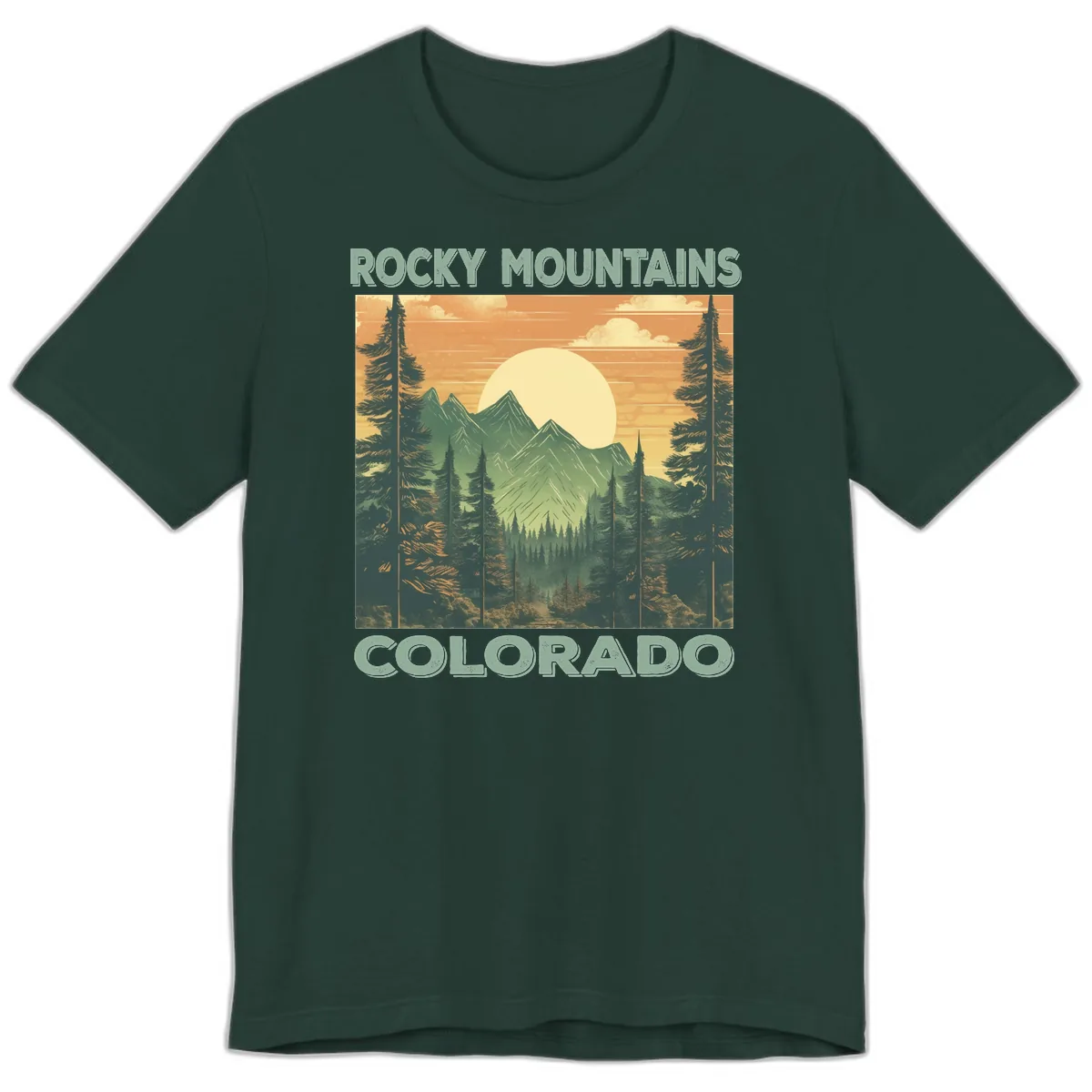 Rocky Mountains Colorado Sunset Premium T-Shirt in Forest