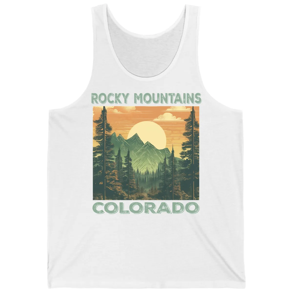 Rocky Mountains Colorado Sunset Tank in White