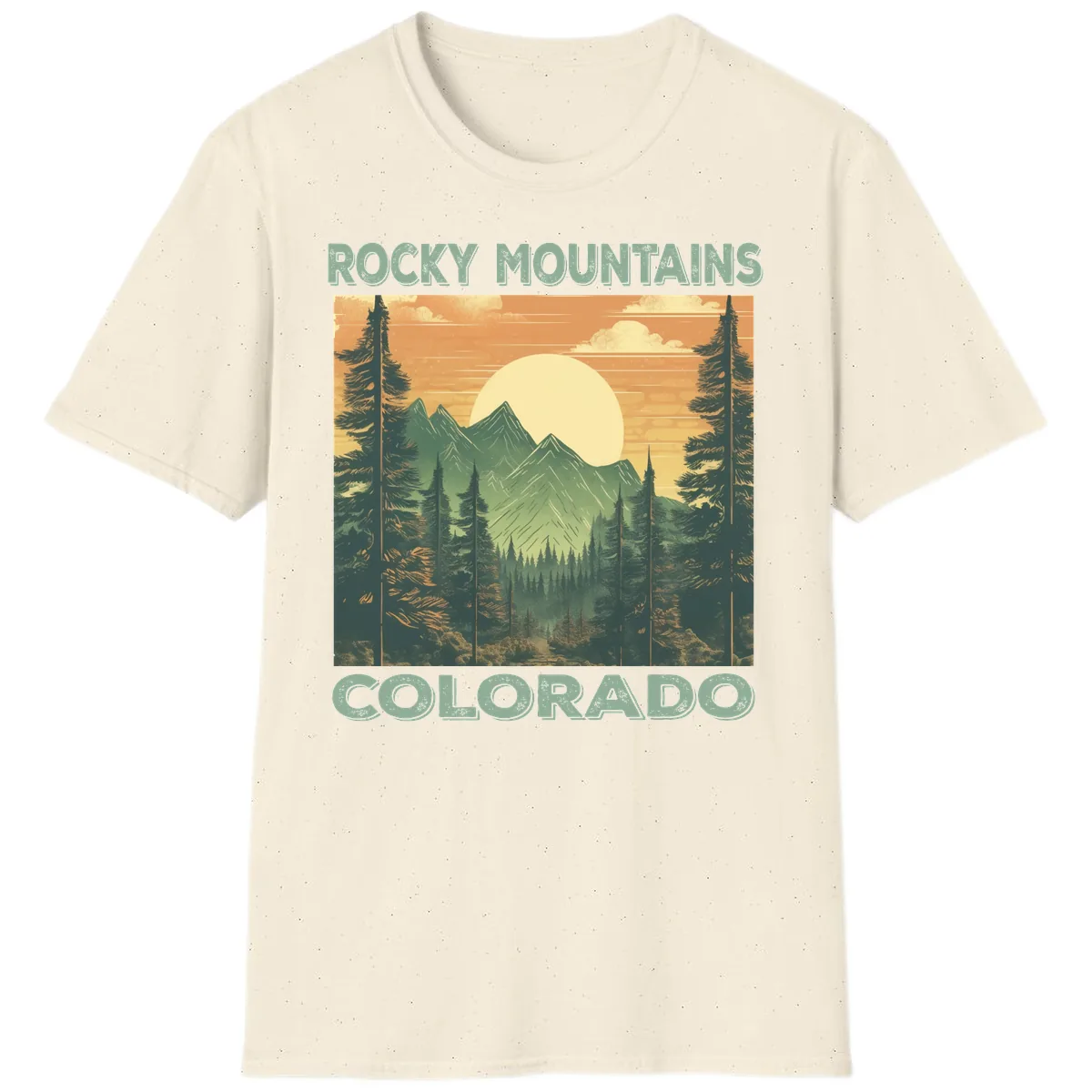 Rocky Mountains Colorado Sunset T-Shirt in Natural