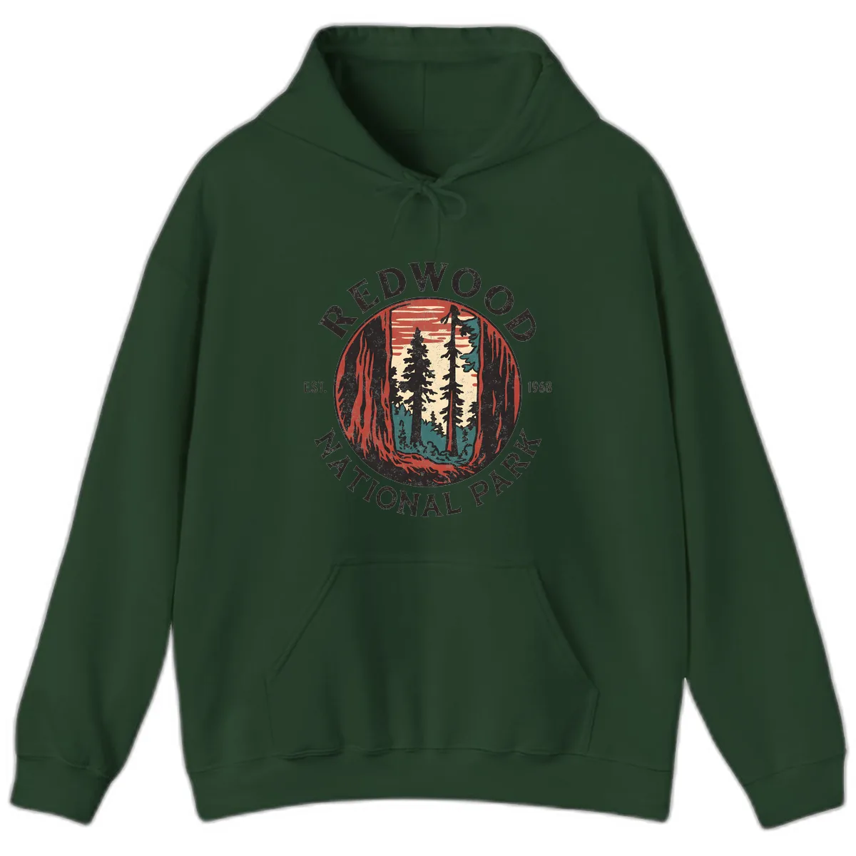 Redwood National Park 1968 Hoodie in Forest Green