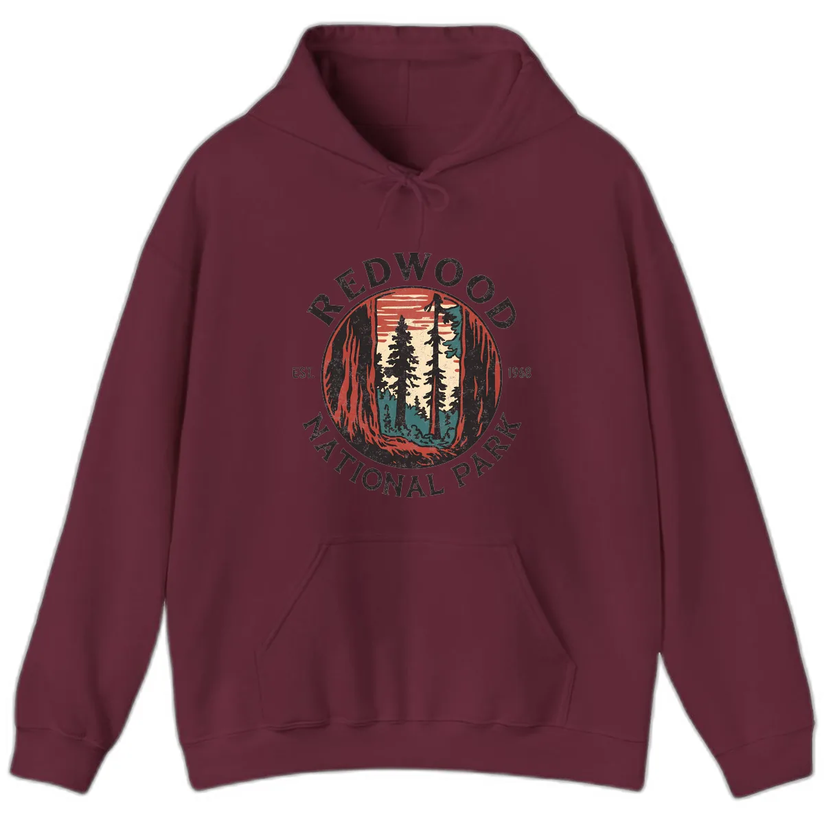 Redwood National Park 1968 Hoodie in Maroon