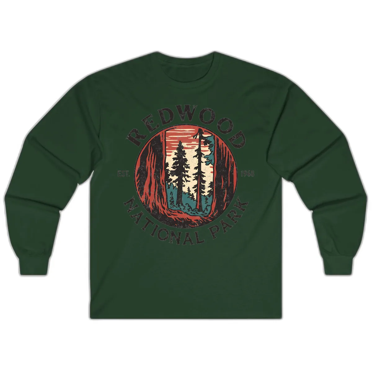 Redwood National Park 1968 Long Sleeve in Forest Green