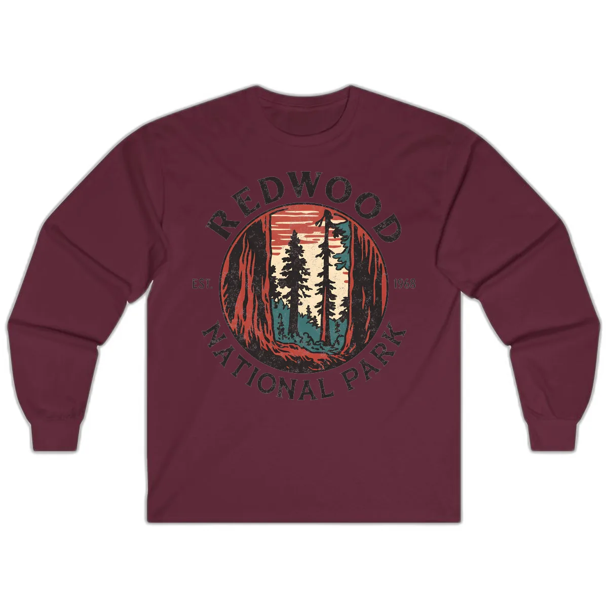 Redwood National Park 1968 Long Sleeve in Maroon