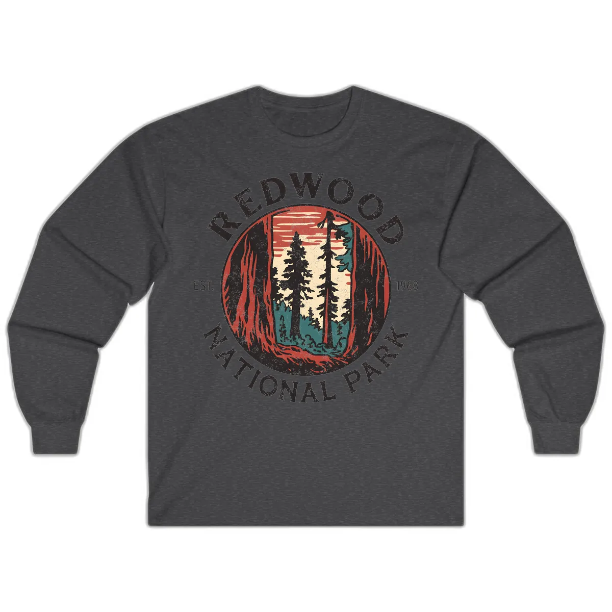 Redwood National Park 1968 Long Sleeve in Dark Heather