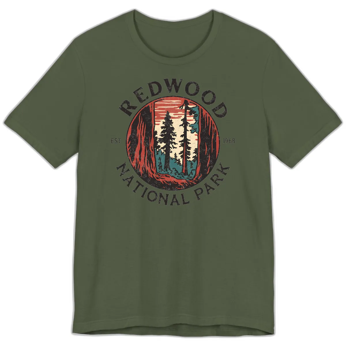 Redwood National Park 1968 Premium T-Shirt in Military Green