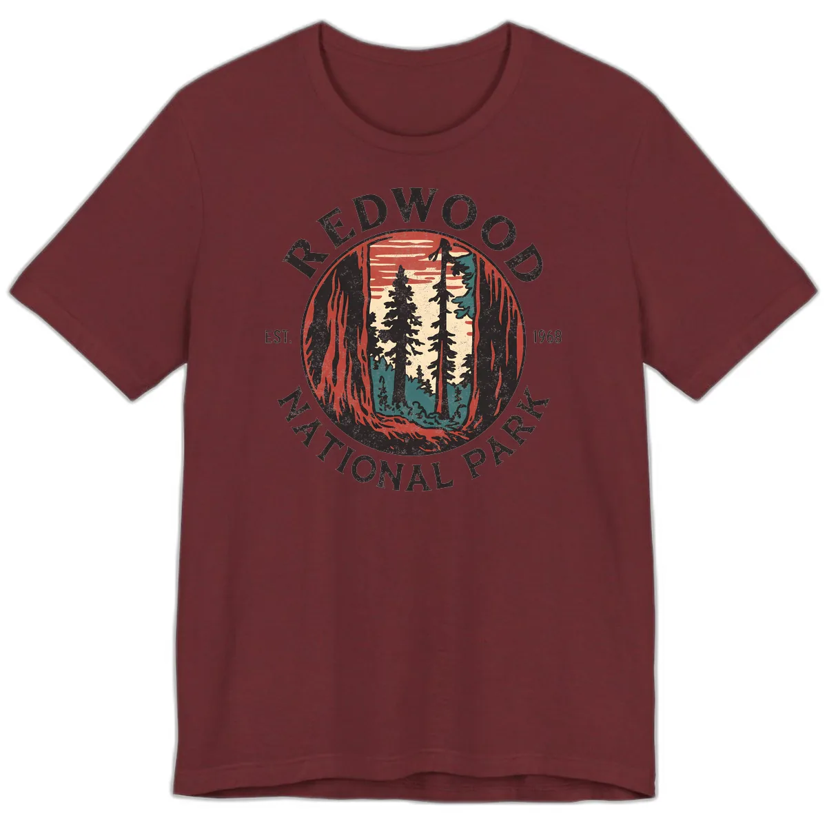 Redwood National Park 1968 Premium T-Shirt in Heather Cardinal