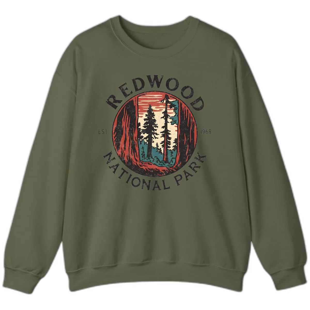 Redwood National Park 1968 Sweatshirt in Military Green