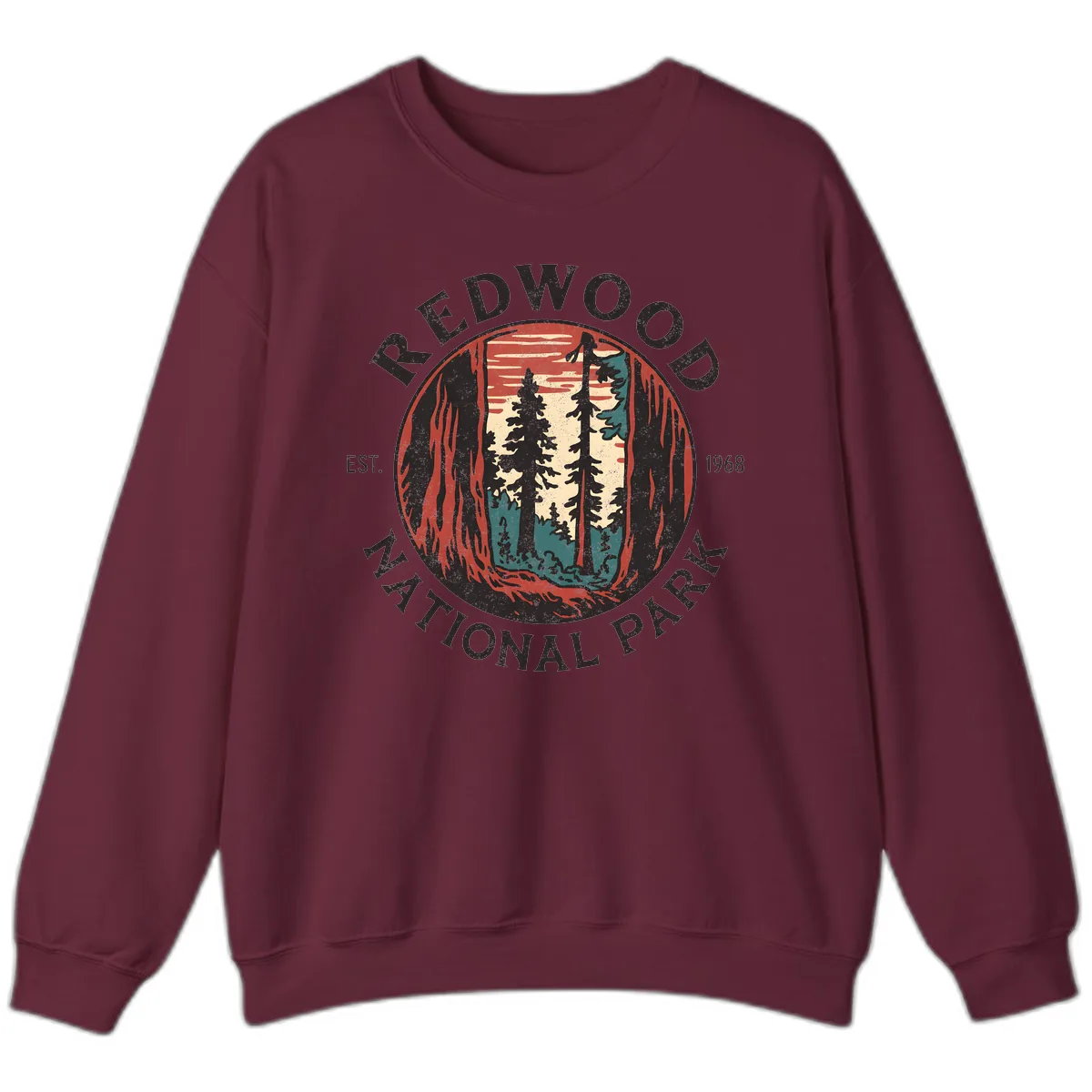 Redwood National Park 1968 Sweatshirt in Maroon
