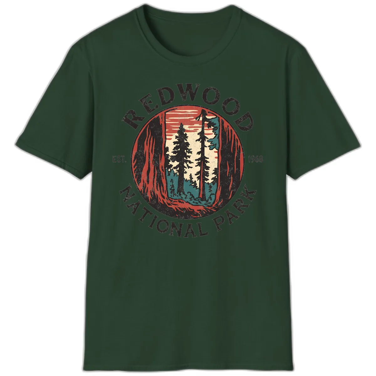 Redwood National Park 1968 T-Shirt in Forest Green