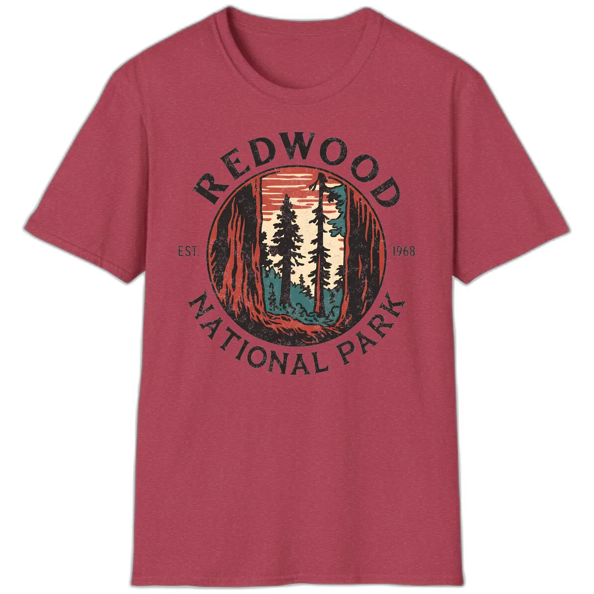 Redwood National Park 1968 T-Shirt in Heather Cardinal