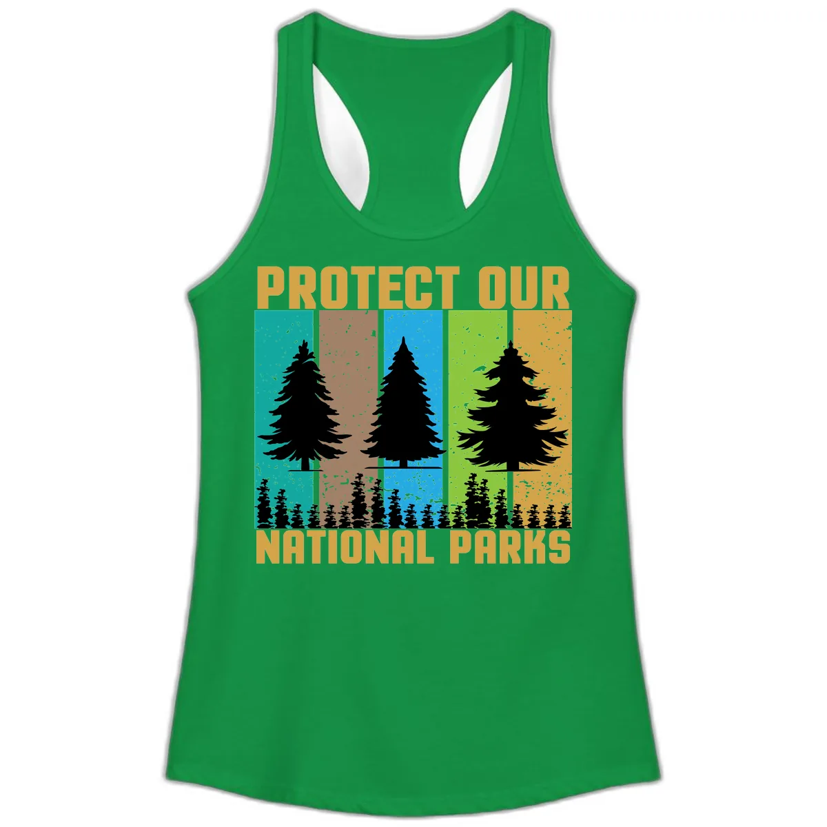 Protect Our National Parks Ladies Tank in Solid Kelly Green