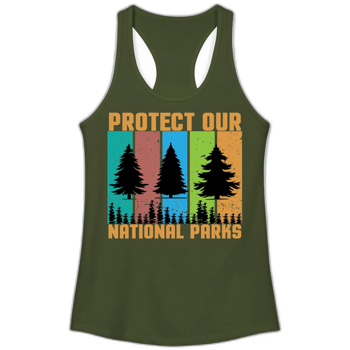 Protect Our National Parks Ladies Tank in Solid Military Green