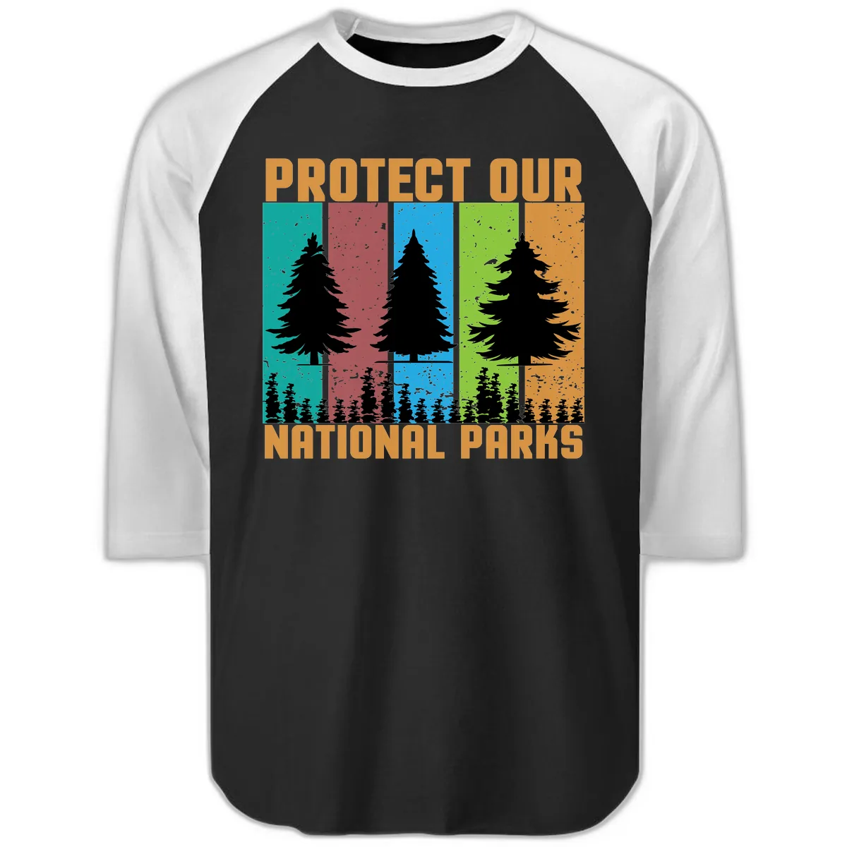 Protect Our National Parks Raglan 3/4 in Black White
