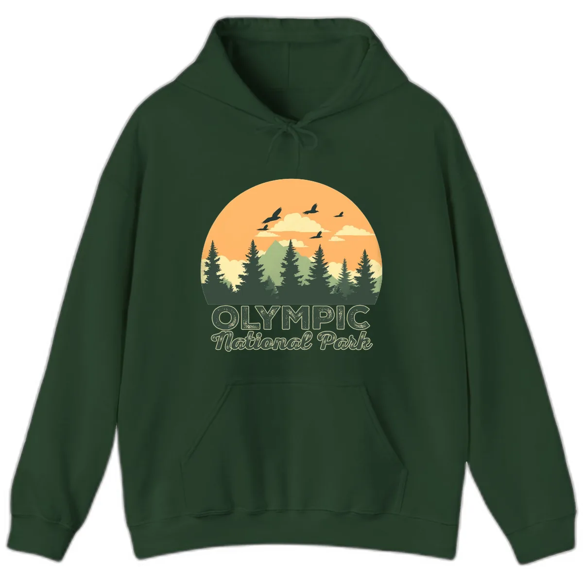 Olympic National Park Mountain Vista Hoodie in Forest Green