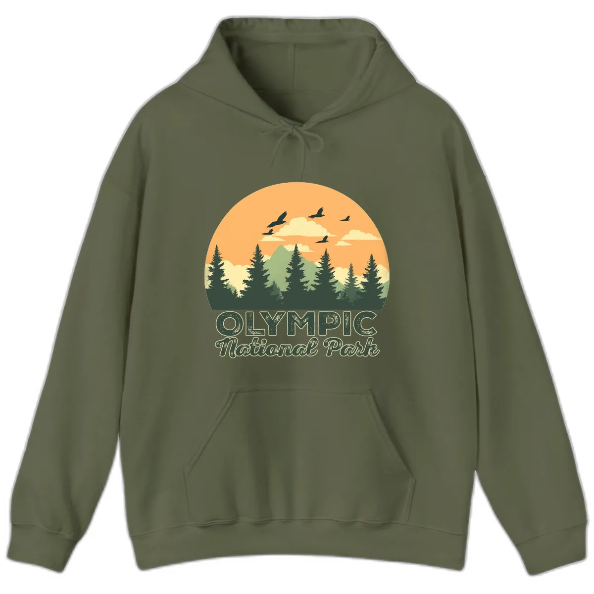 Olympic National Park Mountain Vista Hoodie in Military Green