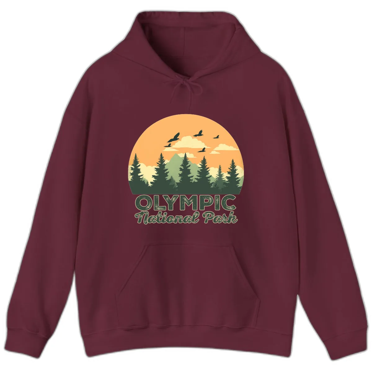 Olympic National Park Mountain Vista Hoodie in Maroon