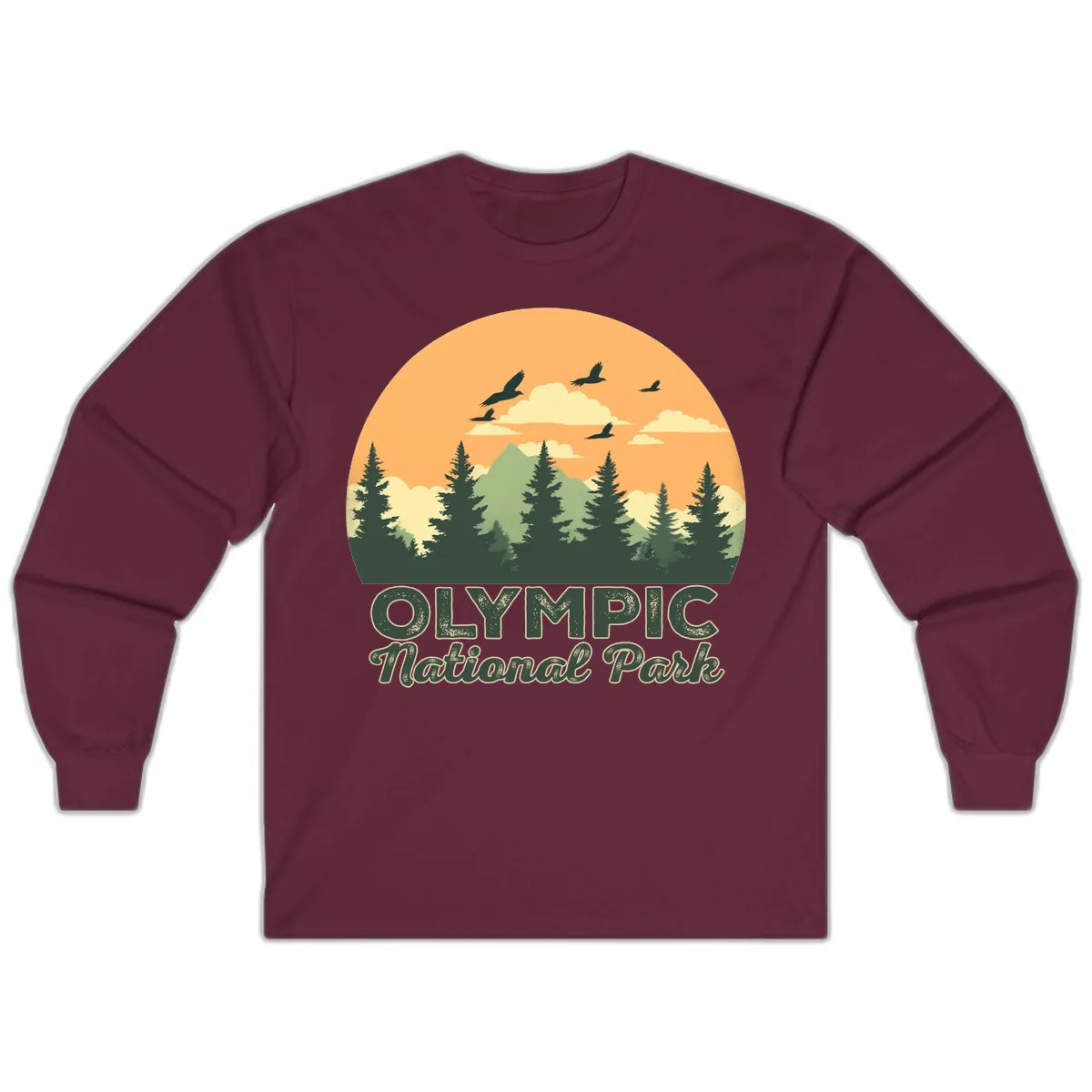 Olympic National Park Mountain Vista Long Sleeve in Maroon