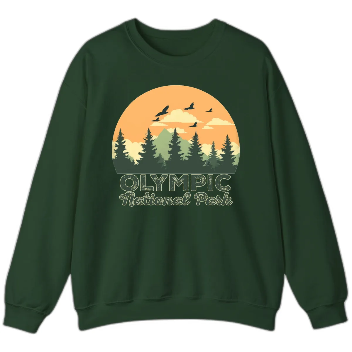 Olympic National Park Mountain Vista Sweatshirt in Forest Green