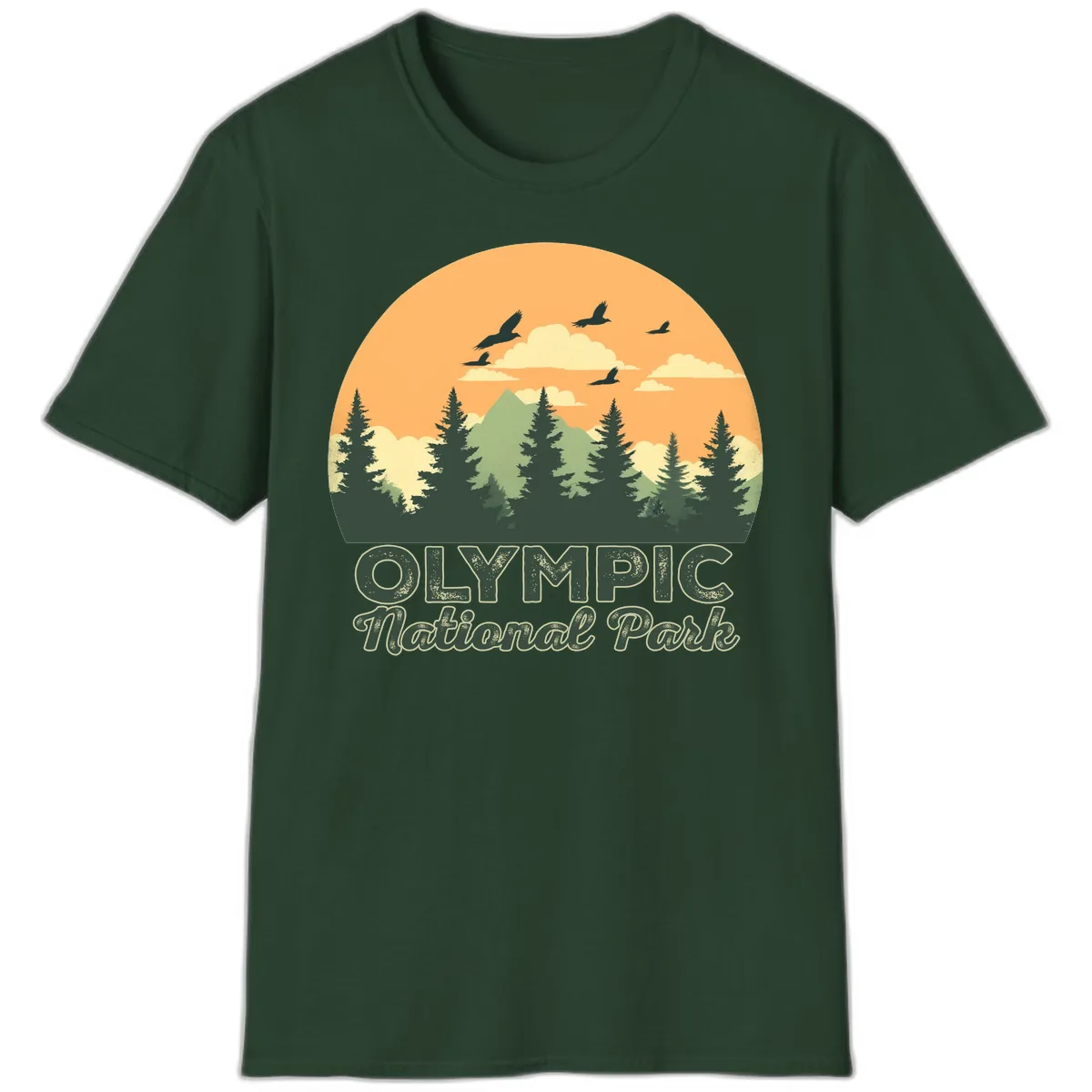 Olympic National Park Mountain Vista T-Shirt in Forest Green