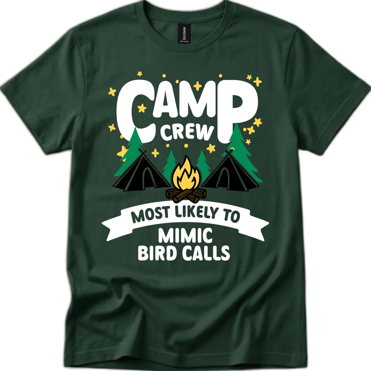 Camp Crew Most Likely To Mimic Bird Calls T-Shirt in Forest Green