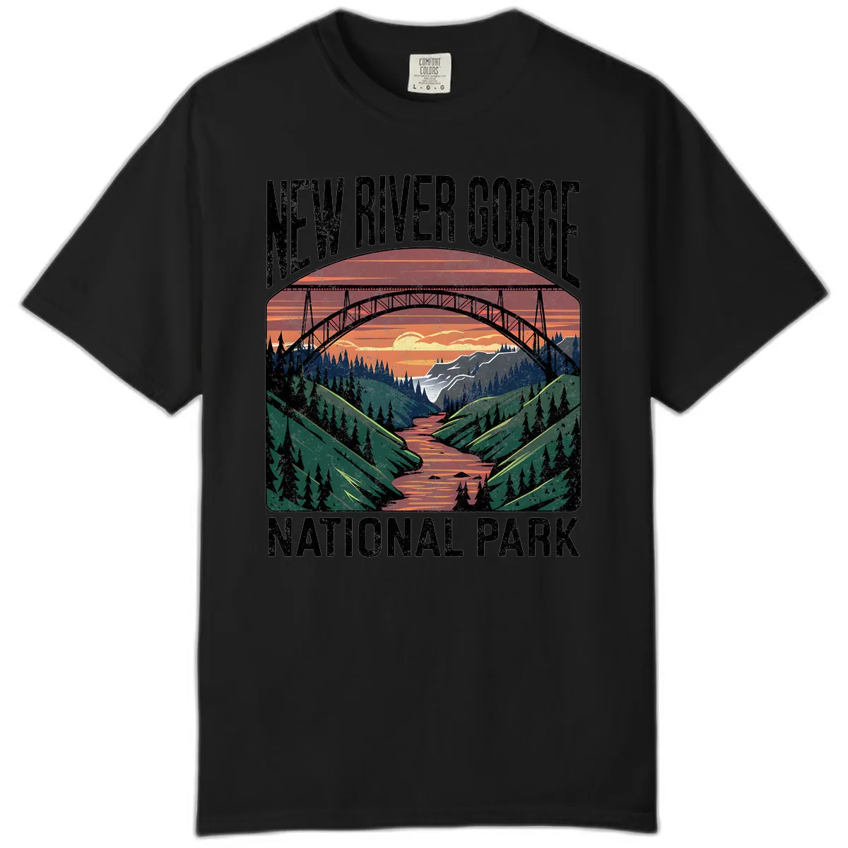 New River Gorge National Park Sunset Comfort Color in Black