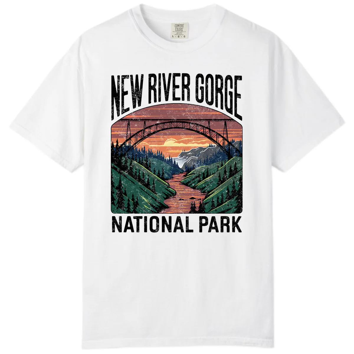 New River Gorge National Park Sunset Comfort Color in White
