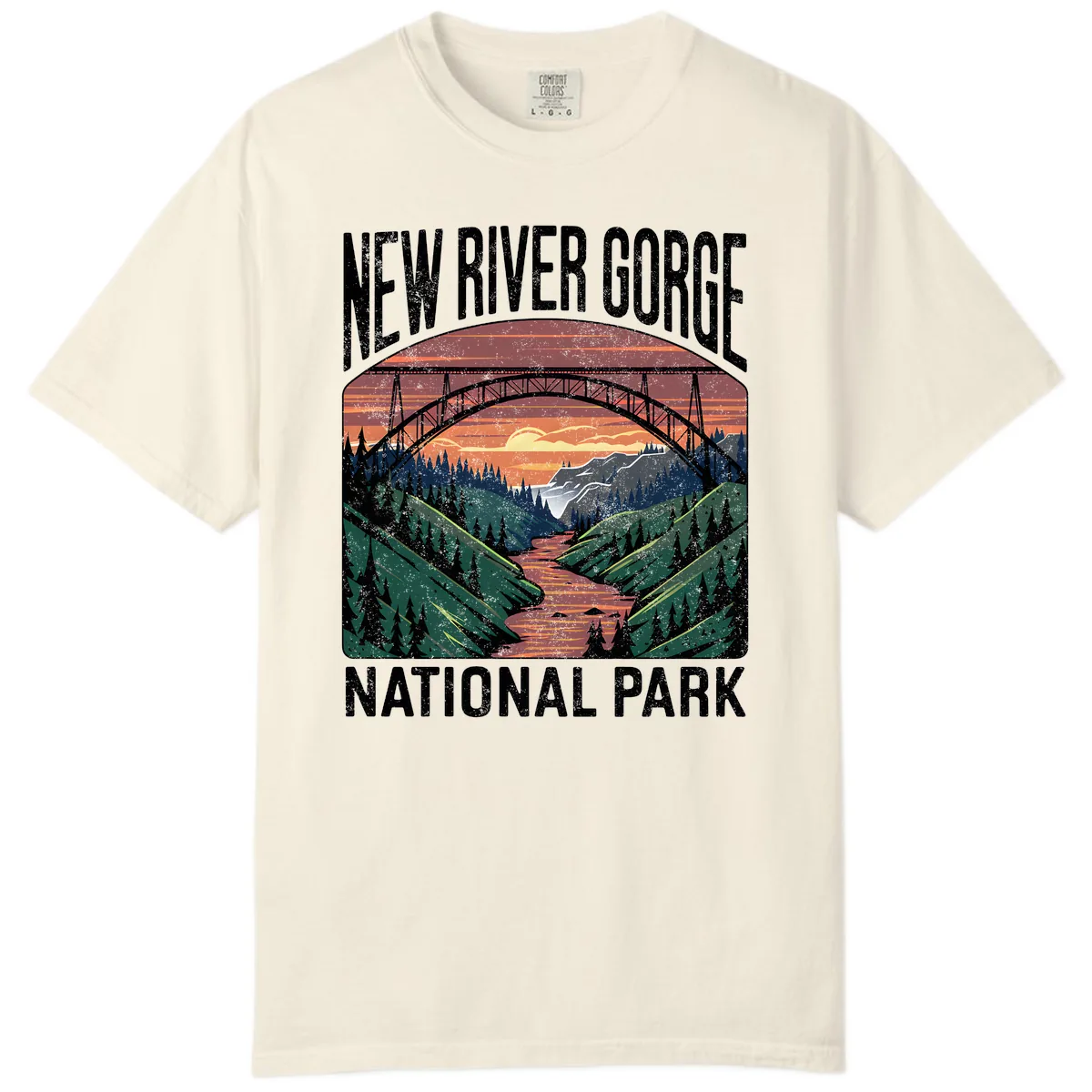New River Gorge National Park Sunset Comfort Color in Ivory