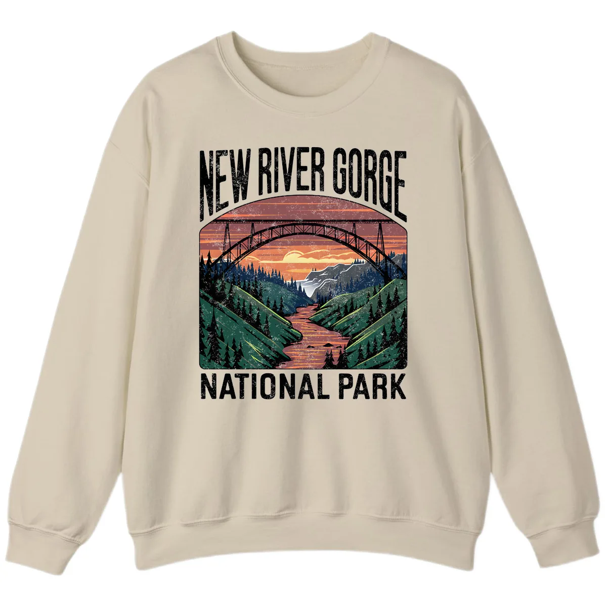 New River Gorge National Park Sunset Sweatshirt in Sand