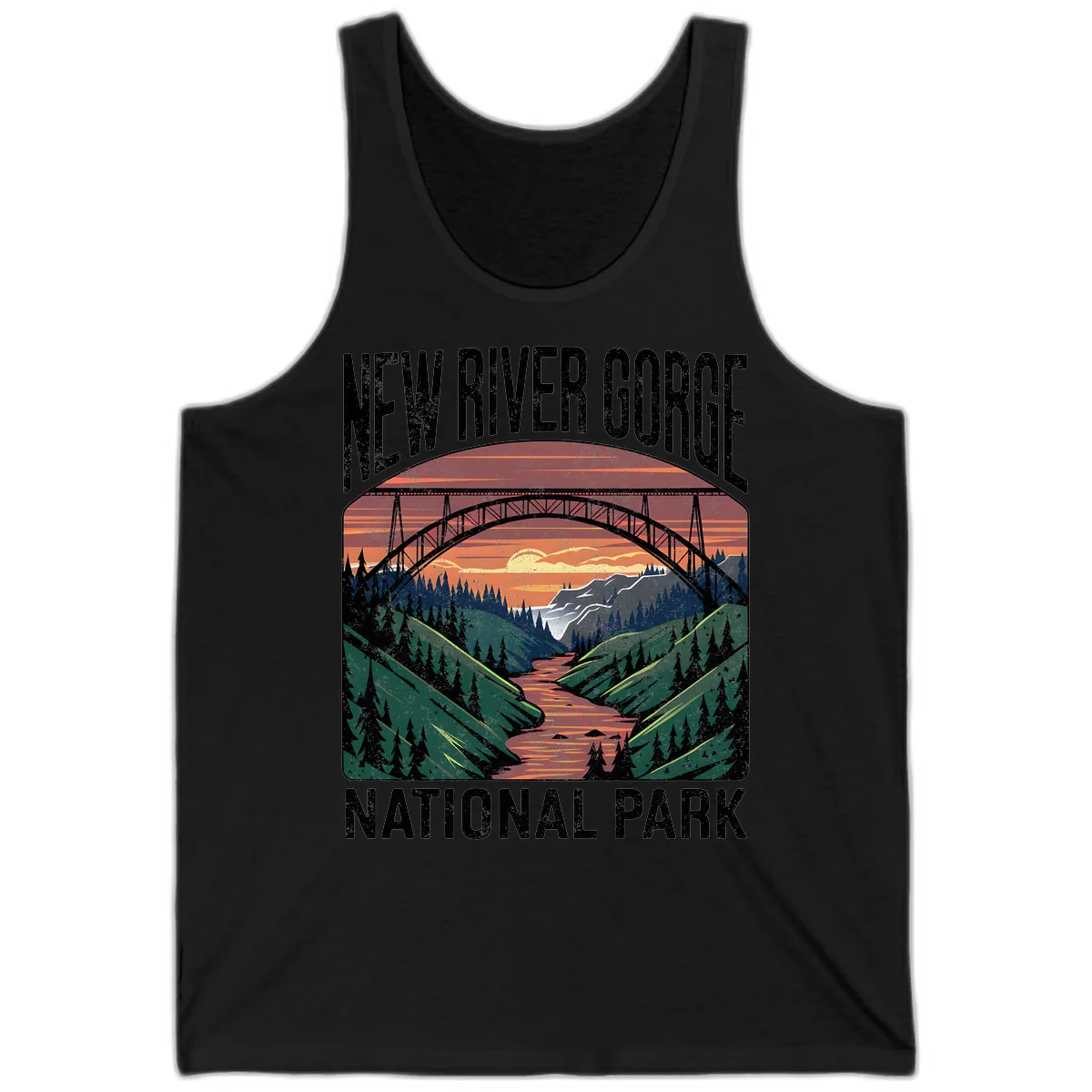 New River Gorge National Park Sunset Tank in Black