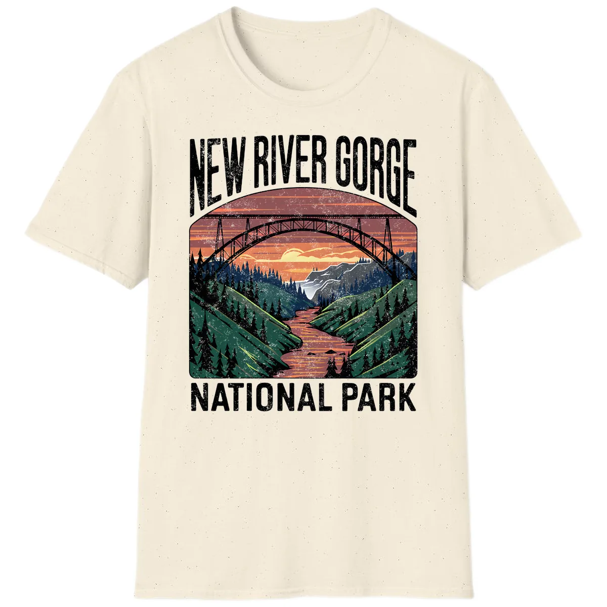 New River Gorge National Park Sunset T-Shirt in Natural