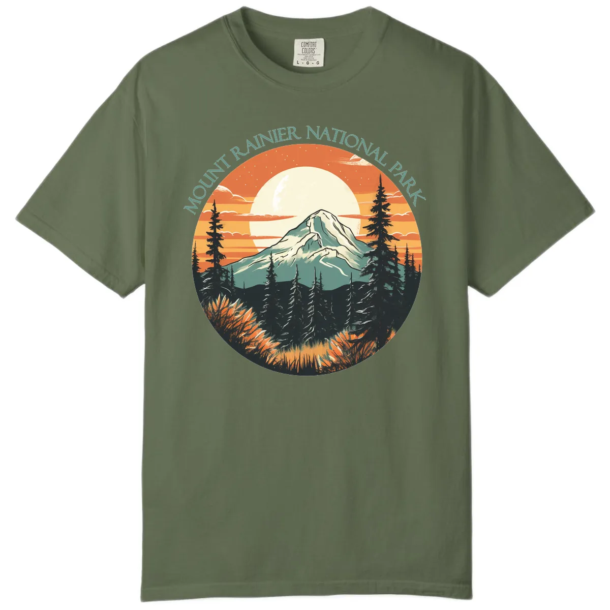 Mount Rainier National Park Sunset Comfort Color in Sage
