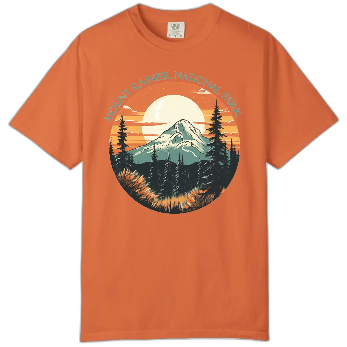 Mount Rainier National Park Sunset Comfort Color in Burnt Orange