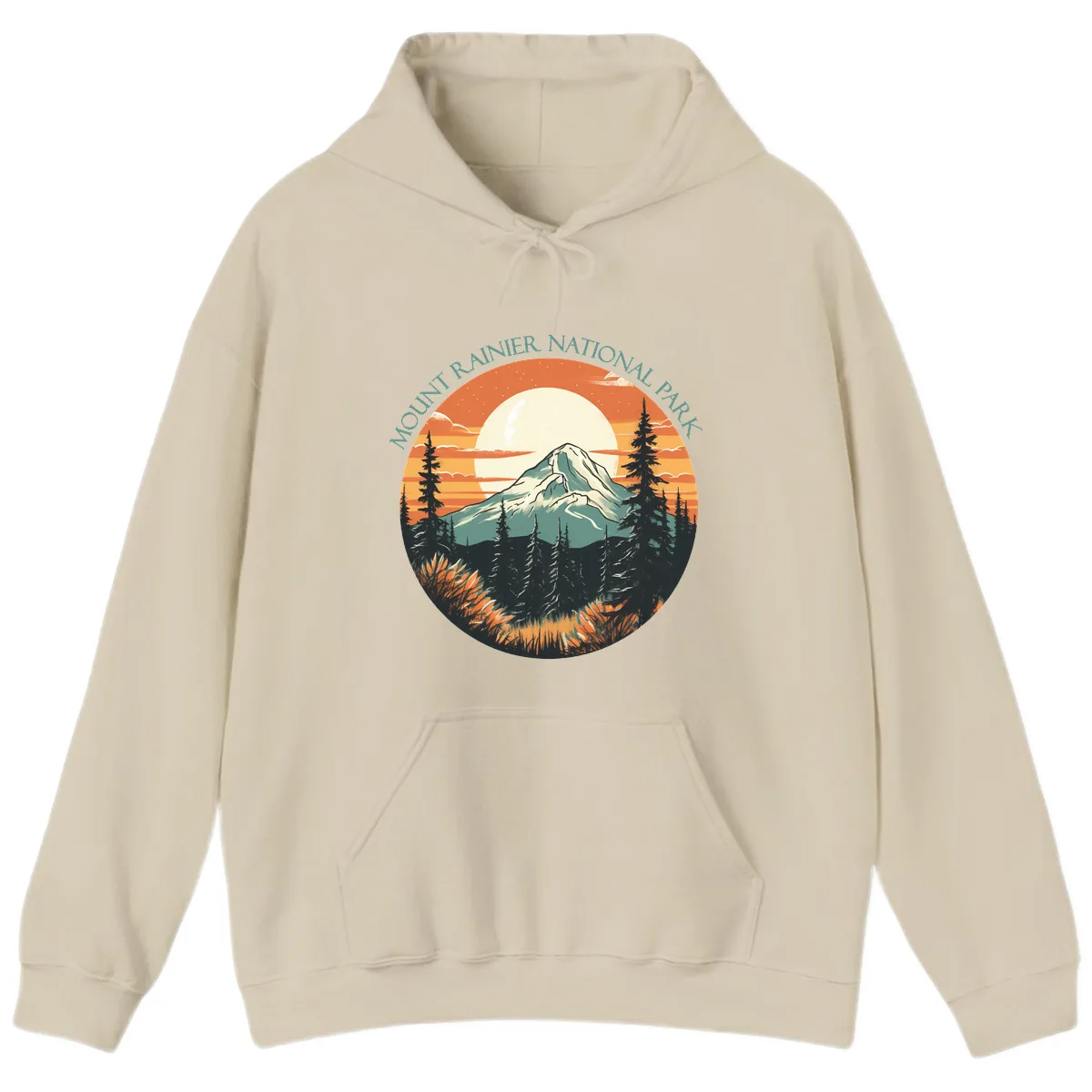 Mount Rainier National Park Sunset Hoodie in Sand