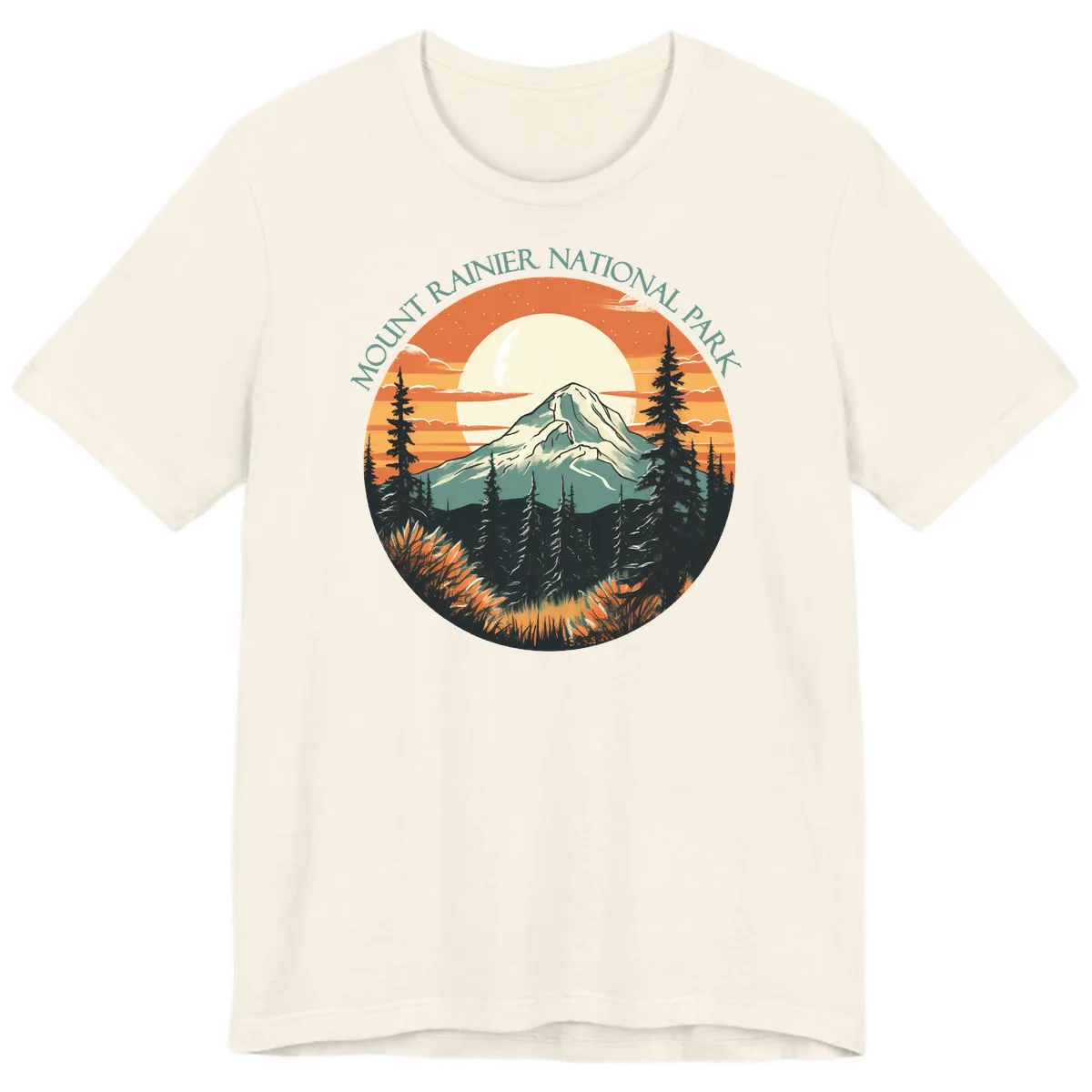 Mount Rainier National Park Sunset Premium T-Shirt in Natural