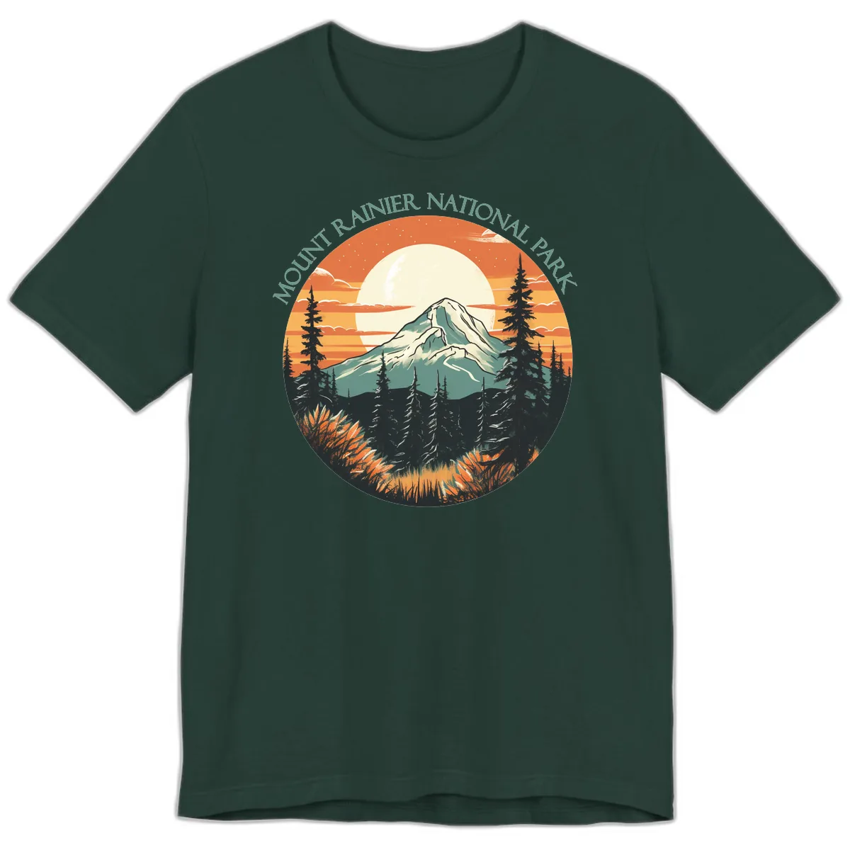 Mount Rainier National Park Sunset Premium T-Shirt in Forest
