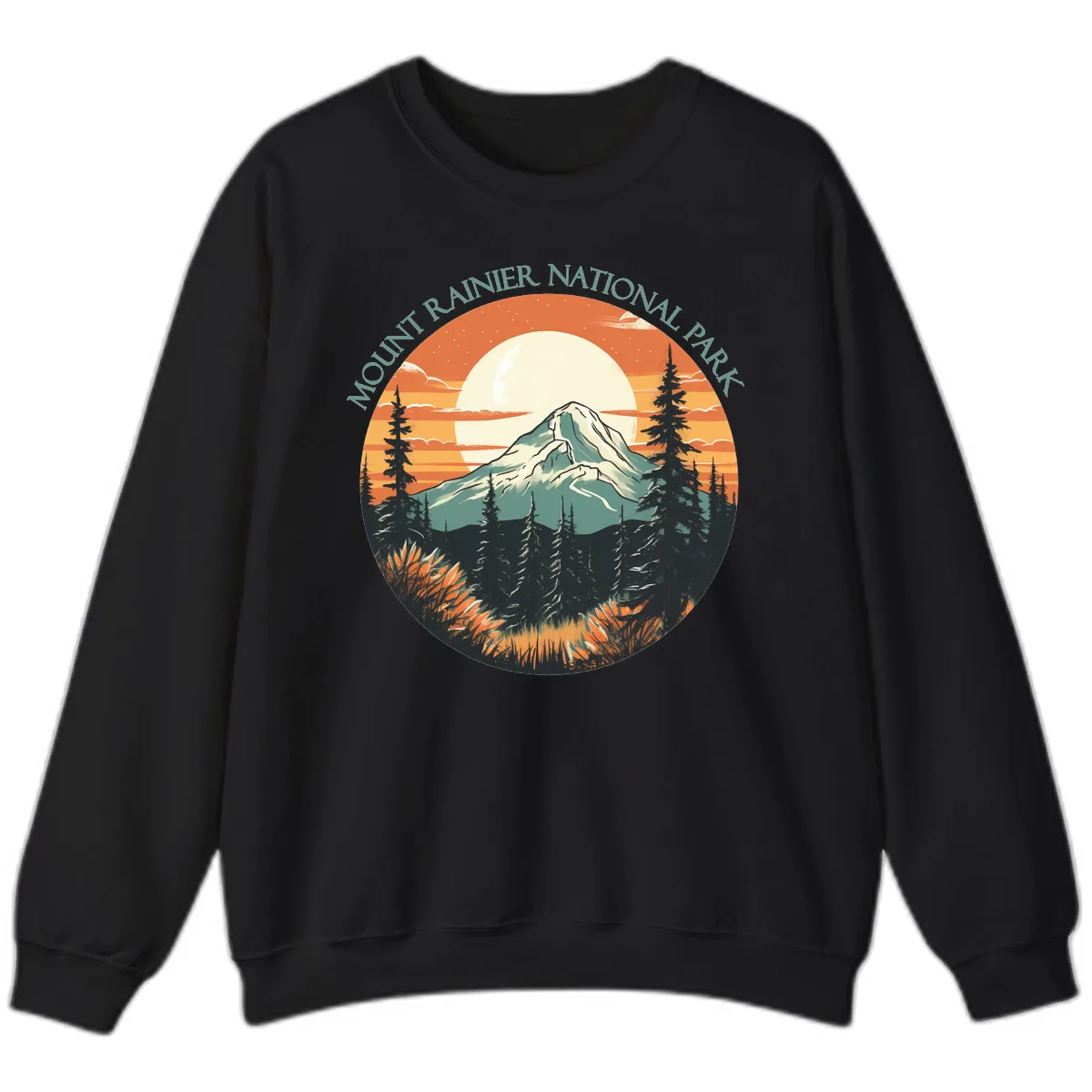 Mount Rainier National Park Sunset Sweatshirt in Black