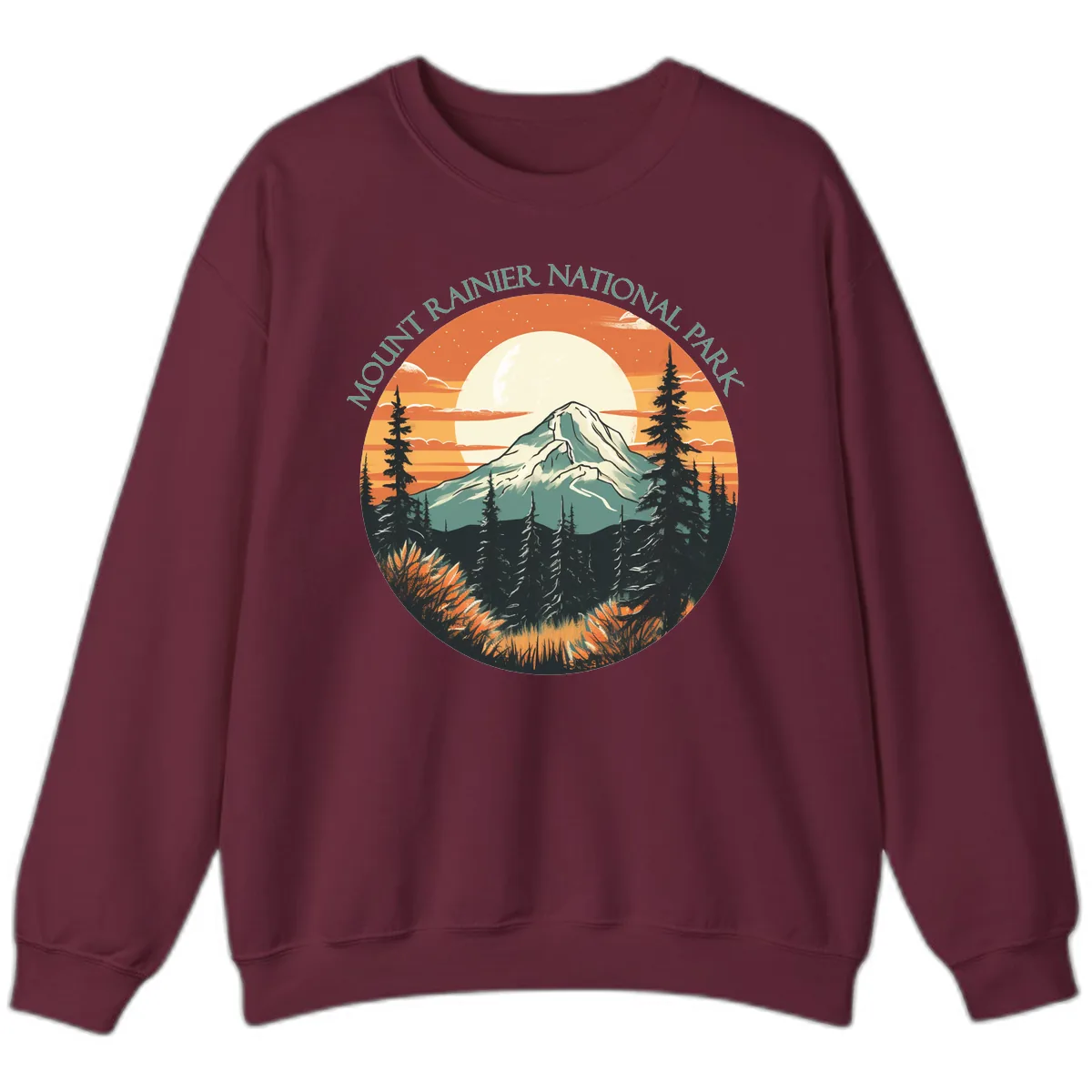 Mount Rainier National Park Sunset Sweatshirt in Maroon