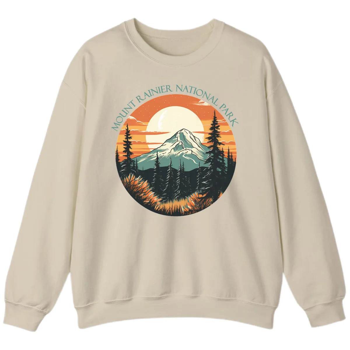 Mount Rainier National Park Sunset Sweatshirt in Sand