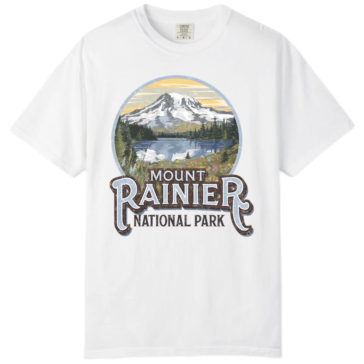 Mount Rainier National Park Comfort Color in White